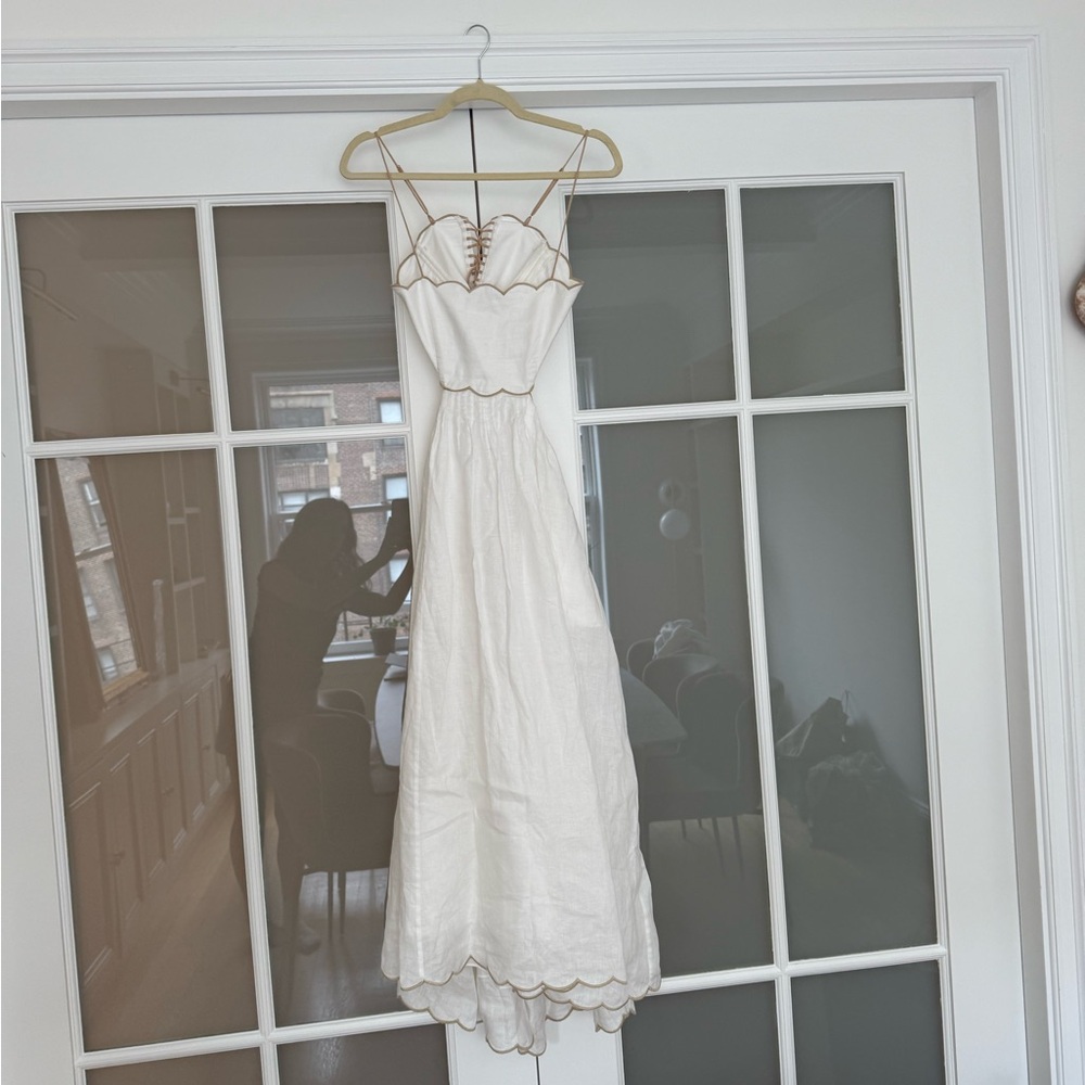 Zimmerman Rhiannon Scallop Linen Voile Midi-Dress